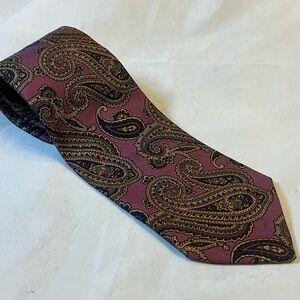 Mens Robert Talbott for H. Stockton Paisley Silk Tie warm purple 63x3.5 X-Long